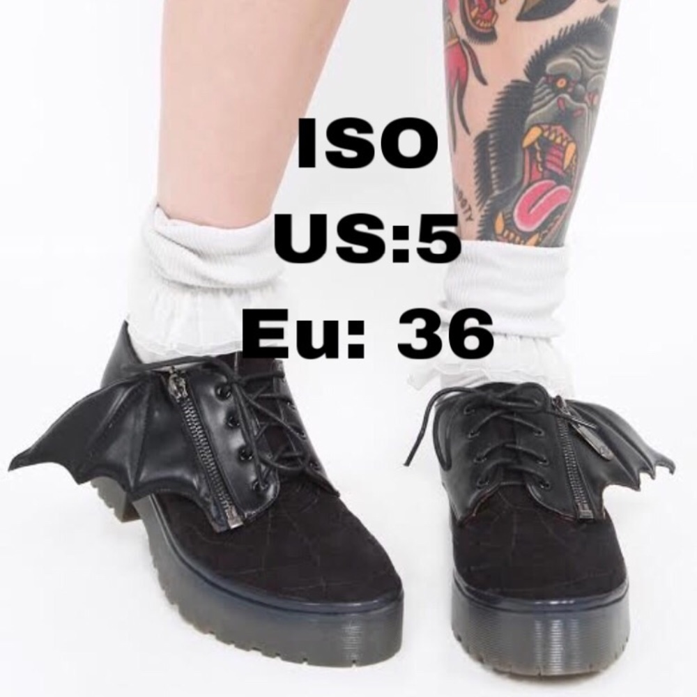 ISO Walking In My Web-  Bat Wings Heavy Sole Flats